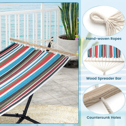 Hængekøje med metalramme 320 cm polybomuld 150 kg inkluderet bæretaske