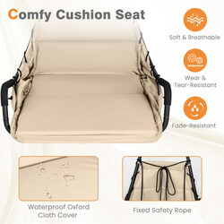 Hængestol med stativ stor beige polstret sæde 82 cm metalramme