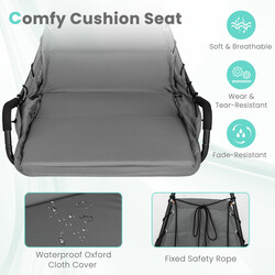 Hængestol med stativ stor 82 cm bred polstret sæde rustfri metalram beige