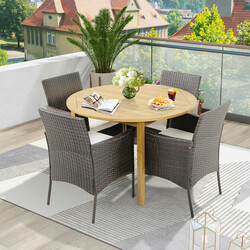 4 stk terrassestole i PE-rotting brun 63x59x84 cm med siddepuder