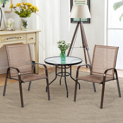 2-pak udendørsstole metalram stof beige armlæn 56x72x90 cm