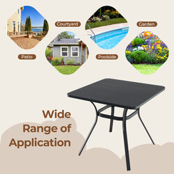 Terrassebord i metal grå kvadratisk 80x80 cm til fire personer