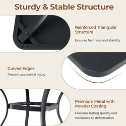 Terrassebord i metal grå kvadratisk 80x80 cm til fire personer