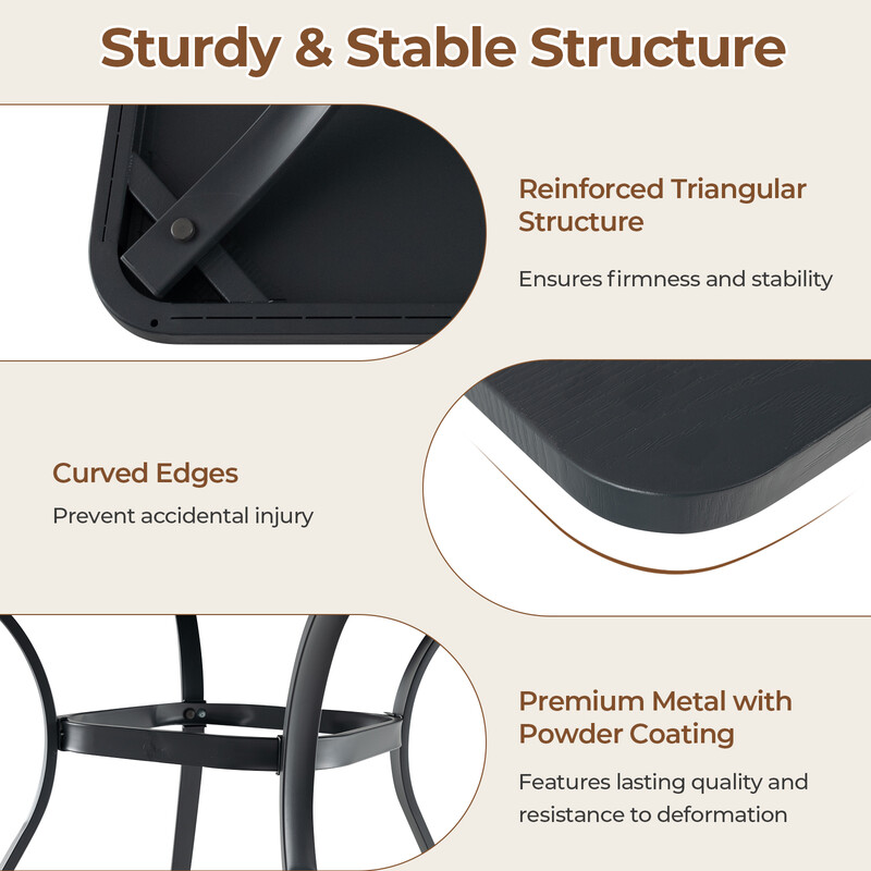 Terrassebord i metal grå kvadratisk 80x80 cm til fire personer