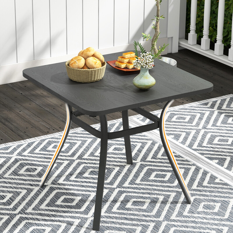 Terrassebord i metal grå kvadratisk 80x80 cm til fire personer