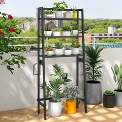 Toilethylde i sort metal 28x65x159 cm med justerbare hylder og to kroge