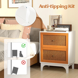 Natbord rotting med to skuffer hvid brun 46x33x60 cm