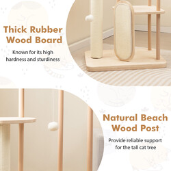 Klatrestativ i træ med kløebræd og polstret siddeplads beige 59x47x112 cm