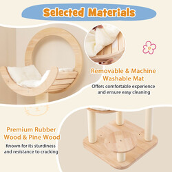 Klatretræ til katte beige 60x60x146 cm med platforme