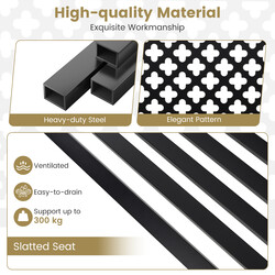 Metalbænk sort 127x62x86 cm til to personer med ryglæn og armlæn