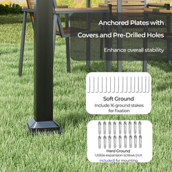 Grå pergola med udtrækkeligt tag metalramme 310x310 cm