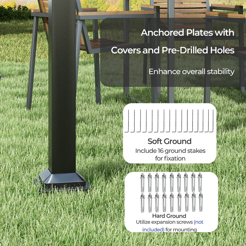 Grå pergola med udtrækkeligt tag metalramme 310x310 cm