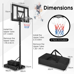 Basketballstativ justerbar højde metal med PVC-backboard 110x70 cm udendørs