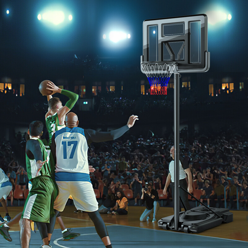 Basketballstativ metal med justerbar højde stabil base og hjul
