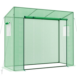 Drivhus PE 200x77x169 cm grøn rullemad dør netvinduer