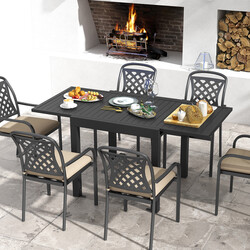 Aluminium udtræksbart spisebord mørkegrå 80-160 x 80 cm udendørs