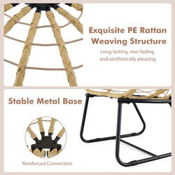 Lænestol i rattan med metalram beige 100x76 cm indendørs udendørs