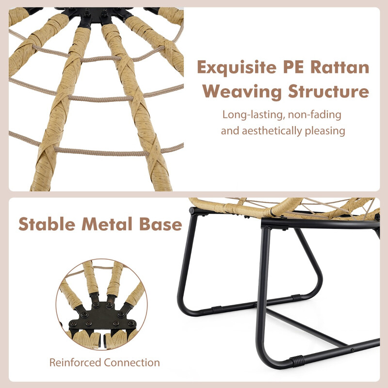 Lænestol i rattan med metalram beige 100x76 cm indendørs udendørs