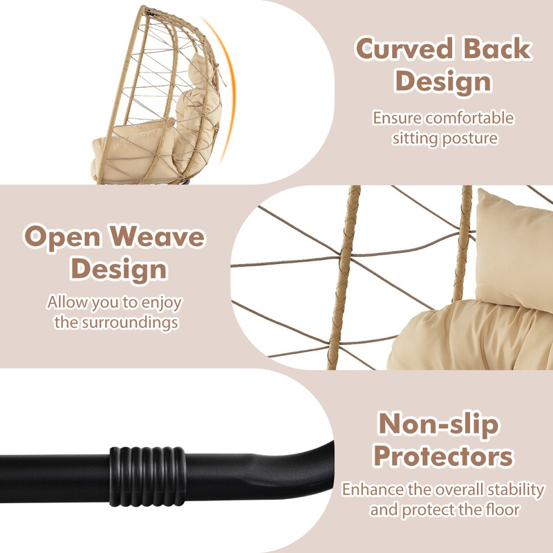 Lænestol i rattan med metalram beige 100x76 cm indendørs udendørs