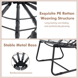 Rottingslænestol med metalram aftagelig pude beige 100x76 cm