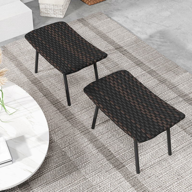 2 stk sort PE-rotting fodpude med quick‑dry skum udendørs 69x41x38 cm