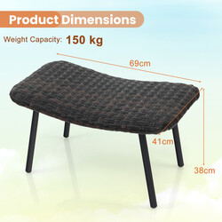 2 stk sort PE-rotting fodpude med quick‑dry skum udendørs 69x41x38 cm