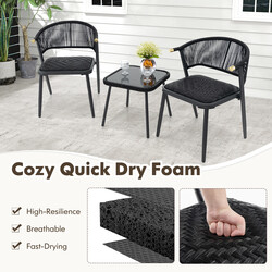 Rottingsæt til balkon 2 stole og bord i brun PE-rotting