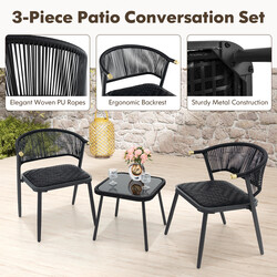 Rottingsæt til balkon 2 stole og bord i brun PE-rotting