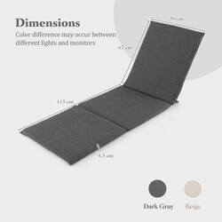 Solstolspude mørkegrå kortfibret tekstil 182x59x4