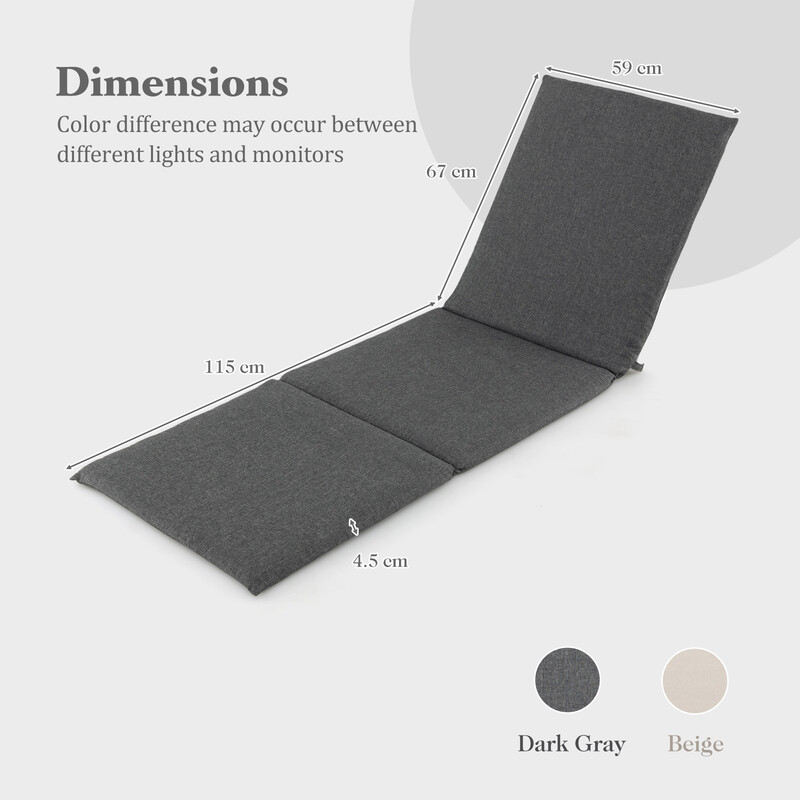 Solstolspude mørkegrå kortfibret tekstil 182x59x4