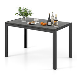 Rottingsbord udendørs brun PE 120x71x72 cm seks personer