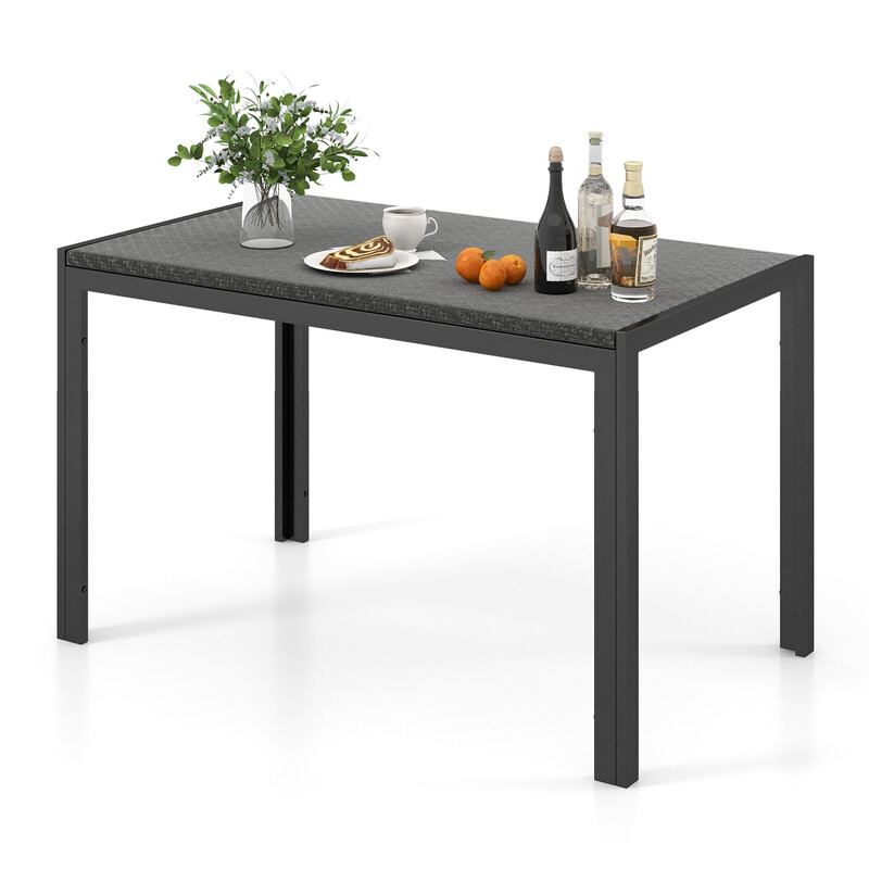 Rottingsbord udendørs brun PE 120x71x72 cm seks personer