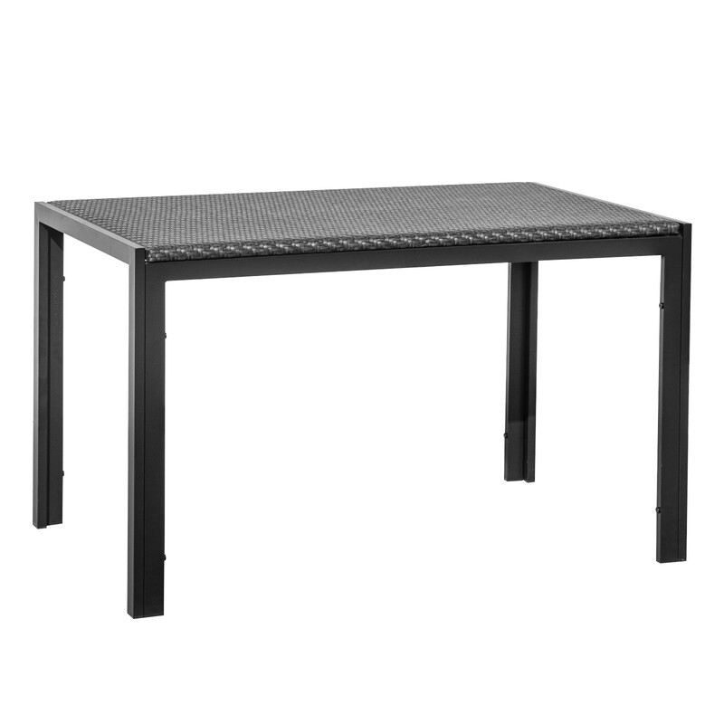 Rottingsbord udendørs brun PE 120x71x72 cm seks personer