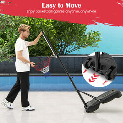 Basketballstativ justerbar højde HDPE-base transporthjul rød udendørs