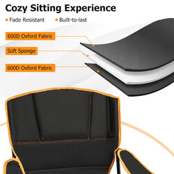 Campingstol sort 600D oxford sammenklappelig med aftagelig fodstøtte og køletaske