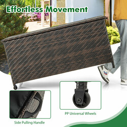 Opbevaringskasse i PE‑rotting 320 L 137 x 56 x 64 cm med hjul