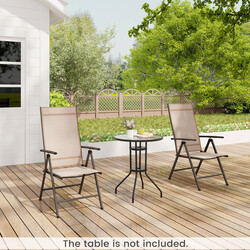 Terrassestol foldbar brun 7-trins justerbart ryglæn 180 kg kapacitet