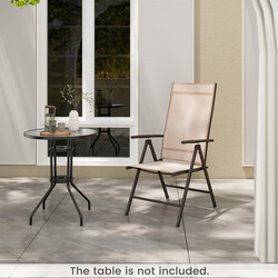 Terrassestol foldbar brun 7-trins justerbart ryglæn 180 kg kapacitet