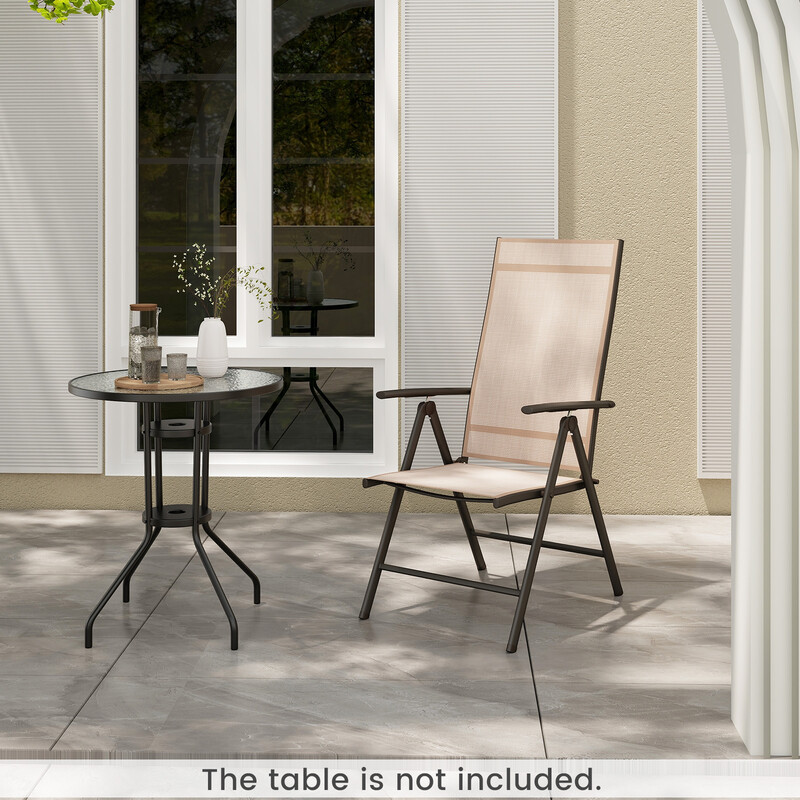 Terrassestol foldbar brun 7-trins justerbart ryglæn 180 kg kapacitet