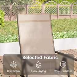 Terrassestol foldbar brun 7-trins justerbart ryglæn 180 kg kapacitet