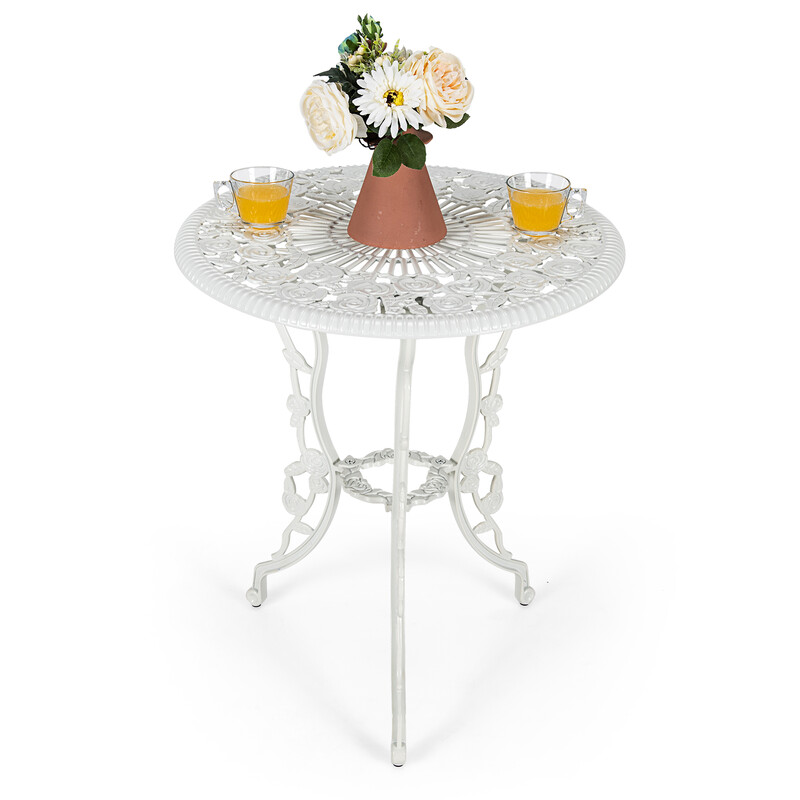 Bistrobordsæt i støbejern og støbaluminium patina bord 60 cm og 2 stole