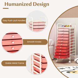 Rullevogn med 10 plastkasser kromet metalramme sort 33x37x86 cm badeværelse kontor