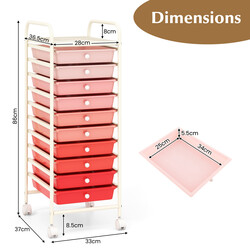 Rullevogn med 10 plastkasser kromet metalramme sort 33x37x86 cm badeværelse kontor