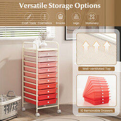 Rullevogn med 10 plastkasser kromet metalramme sort 33x37x86 cm badeværelse kontor