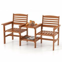 Udendørs møbelgruppe i træ 159x61x88 cm til terrasse med kaffebord og parasolhul