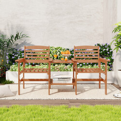 Udendørs møbelgruppe i træ 159x61x88 cm til terrasse med kaffebord og parasolhul