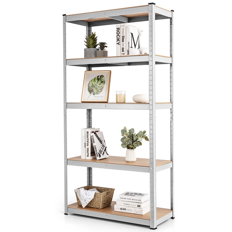 Opbevaringshylde i jern og MDF 91x46x183 cm med 5 justerbare hylder