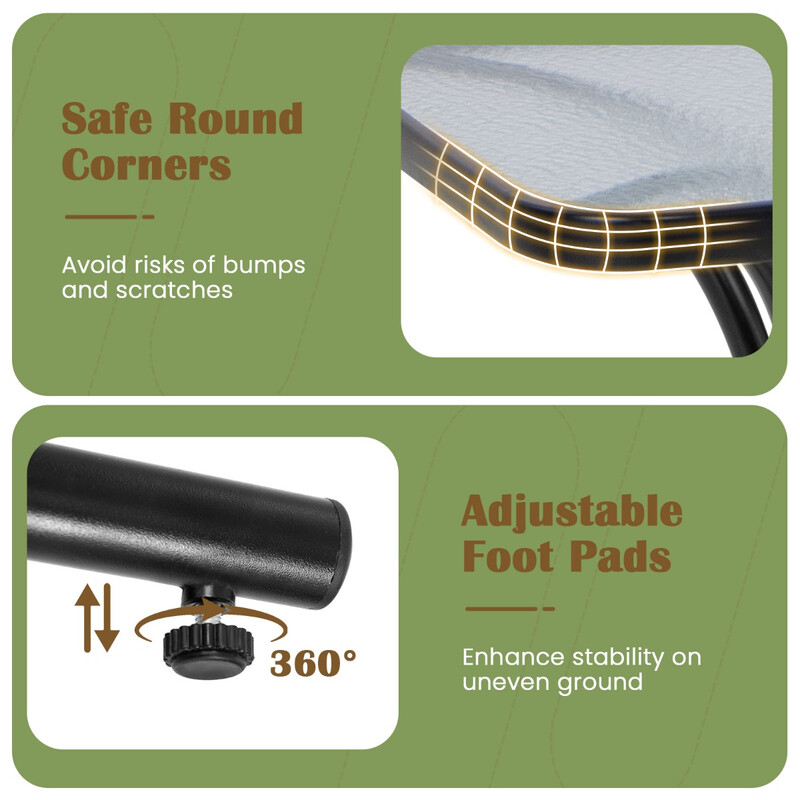 Sidebord i sort metal og hærdet glas til udendørs brug 50x50x45 cm