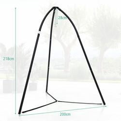 Metal hængekøjestativ med tre ben sort justerbar 200 kg 200x218 cm