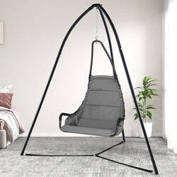 Metal hængekøjestativ med tre ben sort justerbar 200 kg 200x218 cm